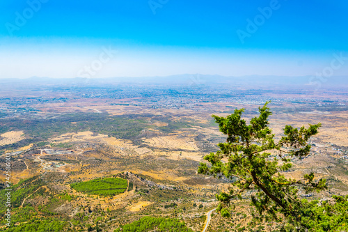 Aerial view of Nicosia/Lefkosa from Buffavento castle in Cyprus photo