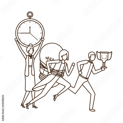 group of business with set icons