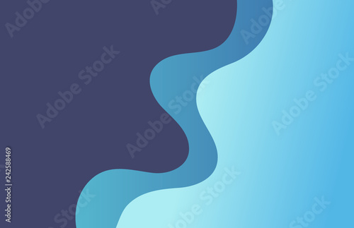 Blue Paper Cut Wave Layered Shapes Background 