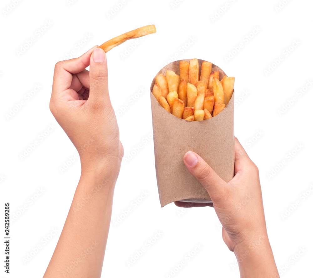 French Fries In Paper Bag Stock Photo - Download Image Now - Fried