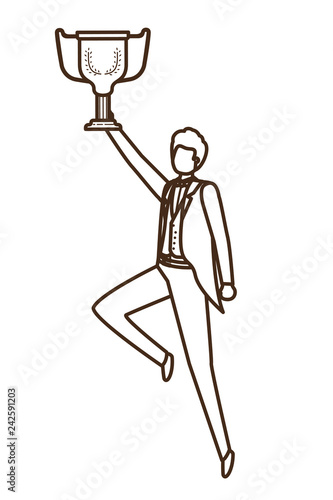 businessman with trophy avatar character