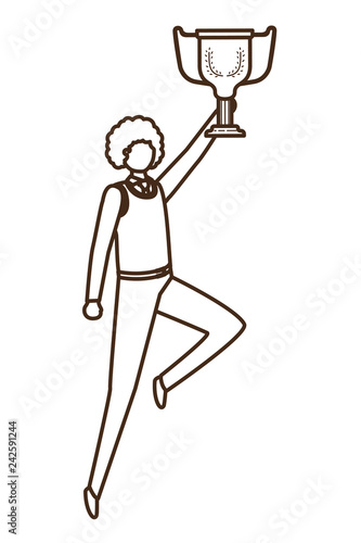 businessman with trophy avatar character