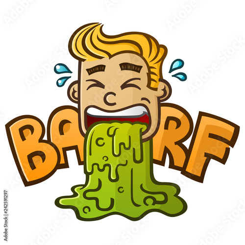 Sick Cartoon Character Puking up some Disgusting Barf