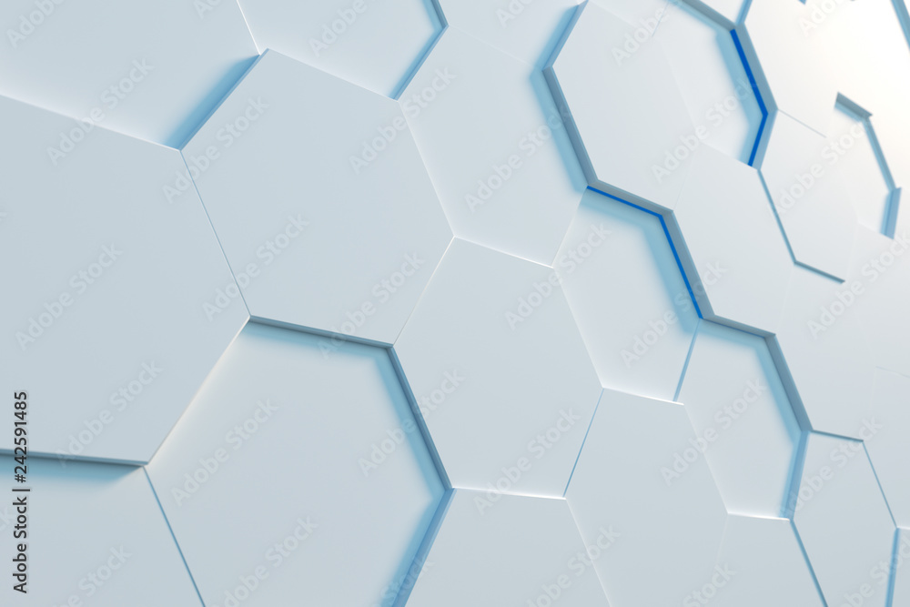 white Hexagonal background,3D render white Hexagonal background,3D render