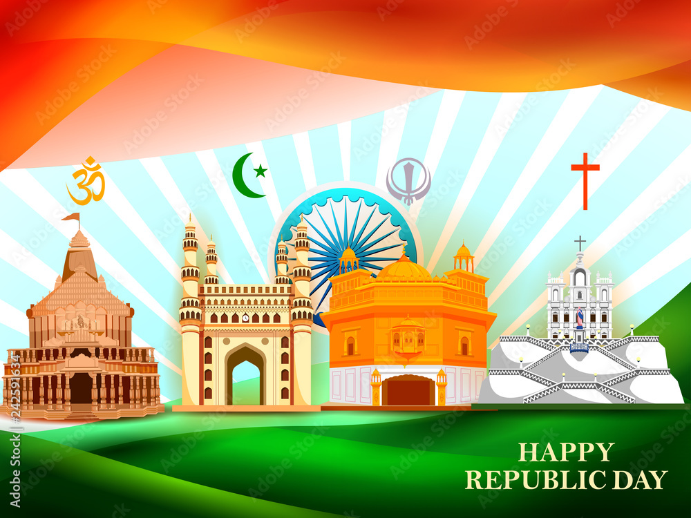 Happy Republic Day of India tricolor background for 26 January