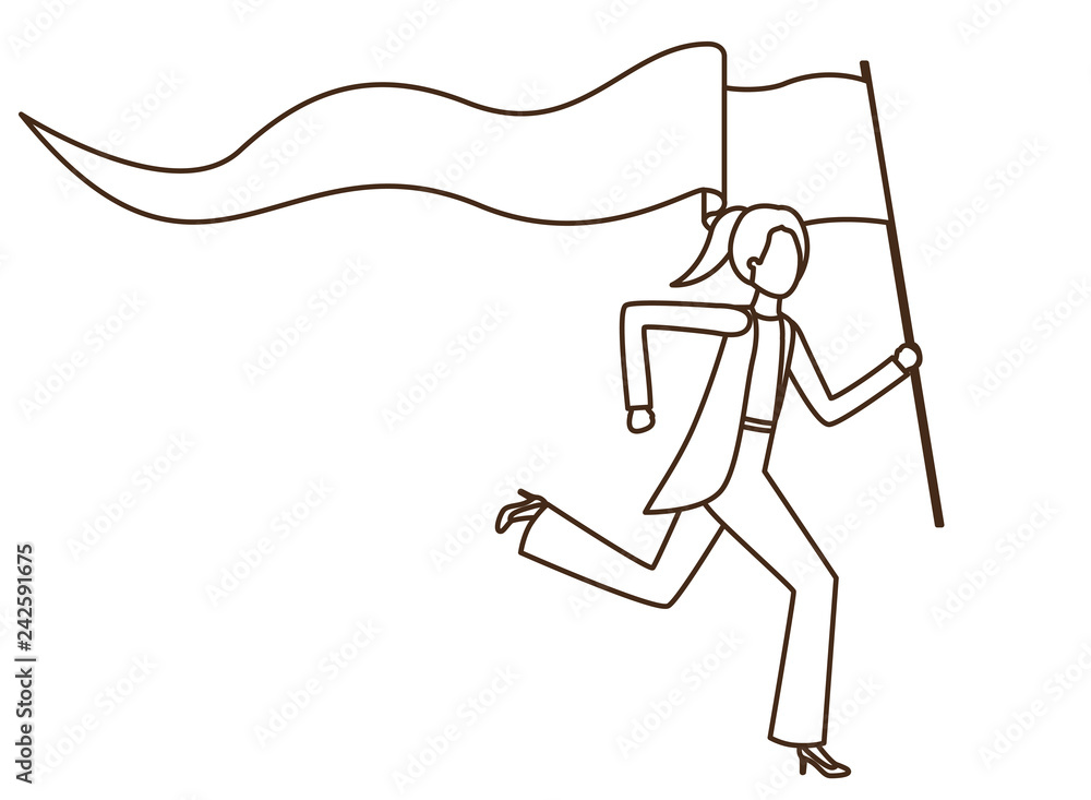 businesswoman running with banner avatar character businesswoman running with banner avatar character