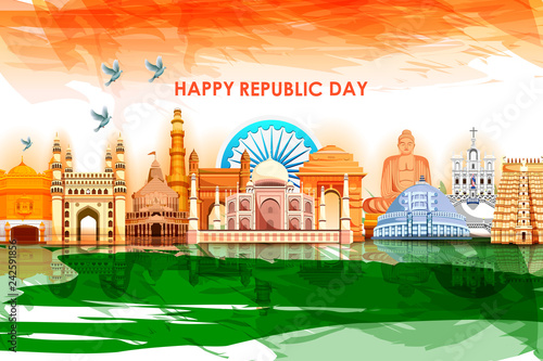Happy Republic Day of India tricolor background for 26 January