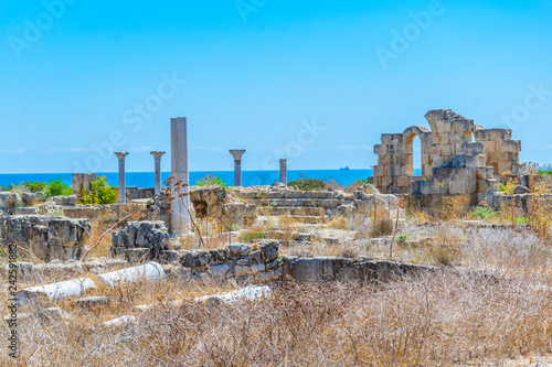 Ruins of Kampanopetra basilica at ancient Salamis archaeological site near Famagusta, Cyprus photo