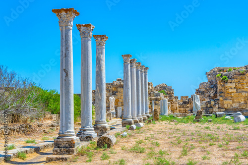 Ruins of Gymnasium at ancient Salamis archaeological site near Famagusta, Cyprus photo