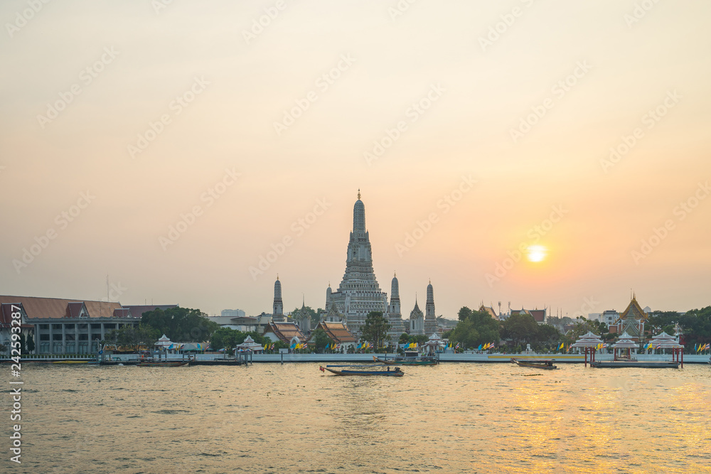 Bangkok Wat Arun temple with Chao Phraya River in Bangkok, Thailand