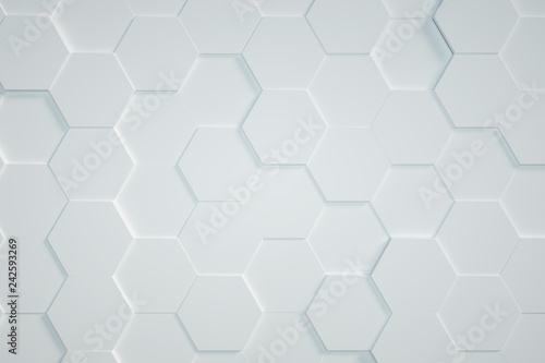 Fototapeta Naklejka Na Ścianę i Meble -  white Hexagonal background,3D render