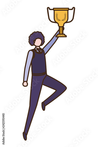 businessman with trophy avatar character