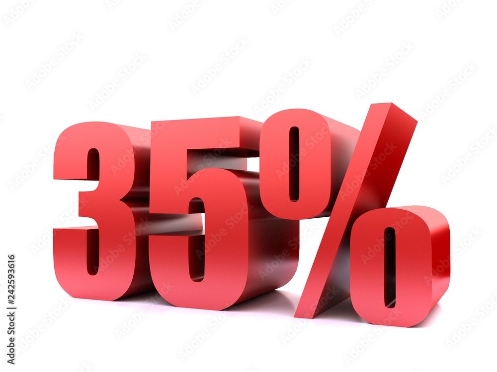 thirty five percent 35% symbol .3d rendering thirty five percent 35% symbol .3d rendering