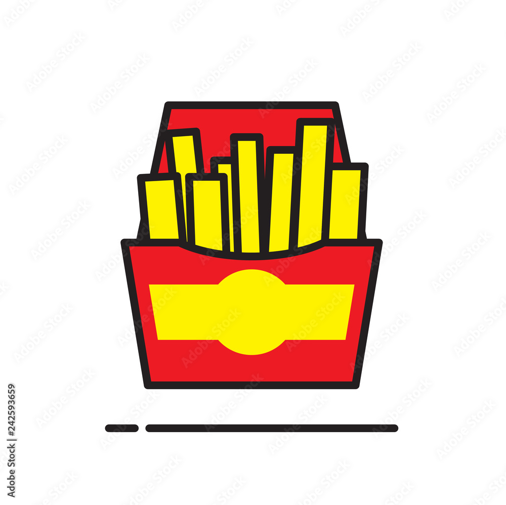 French fries icon on white background for graphic and web design, Modern simple vector sign. Internet concept. Trendy symbol for website design web button or mobile app