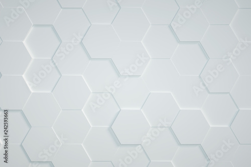 white Hexagonal background,3D render