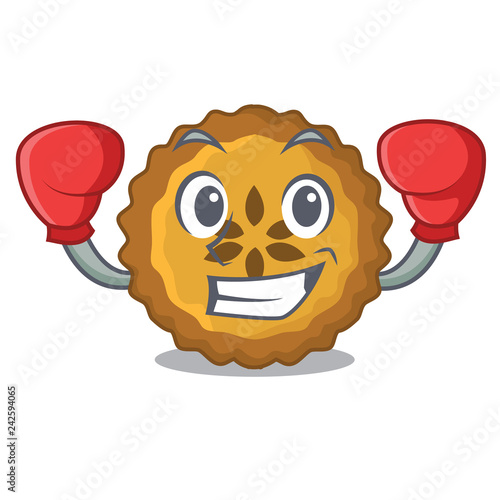 Boxing apple pie bread on cartoon Plate