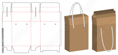 paper bag packaging die-cut and 3d bag mockup