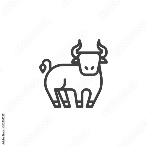 Ox Chinese zodiac line icon. linear style sign for mobile concept and web design. Chinese year of ox outline vector icon. Symbol  logo illustration. Pixel perfect vector graphics