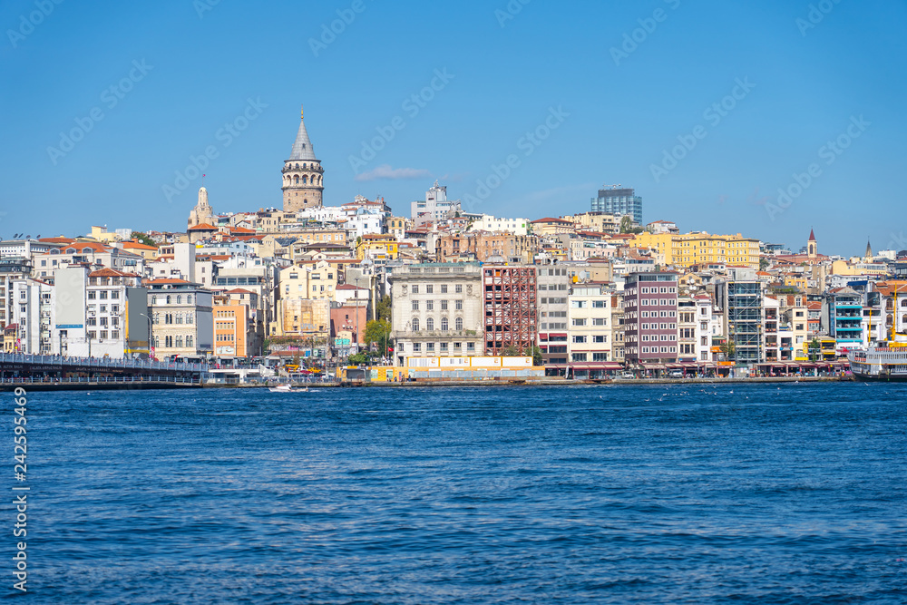 Istanbul cityscape with Galata Tower in Istanbul, Turkey