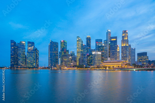 Panorama view of Singapore city skyline