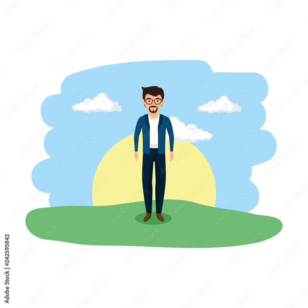 elegant businessman in the landscape elegant businessman in the landscape