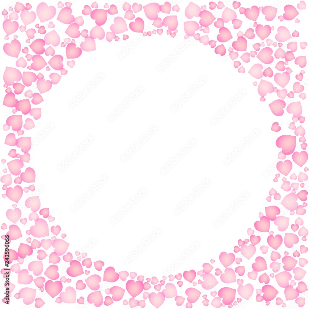 Cute pink frame for Valentine Day. Circle shape out of hearts ornament. Isolated editable vector clip art on white background Cute pink frame for Valentine Day. Circle shape out of hearts ornament. Isolated editable vector clip art on white background