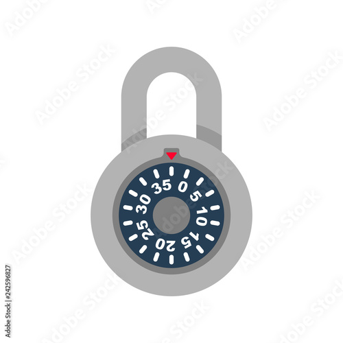 Combination lock. Vector illustration flat design. Isolated on white background.