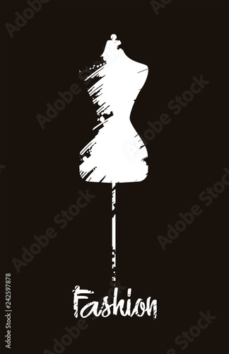 Fashion Mannequin icon. Stylized silhouette on black background