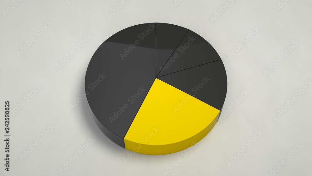 Black pie chart with one yellow sector Black pie chart with one yellow sector