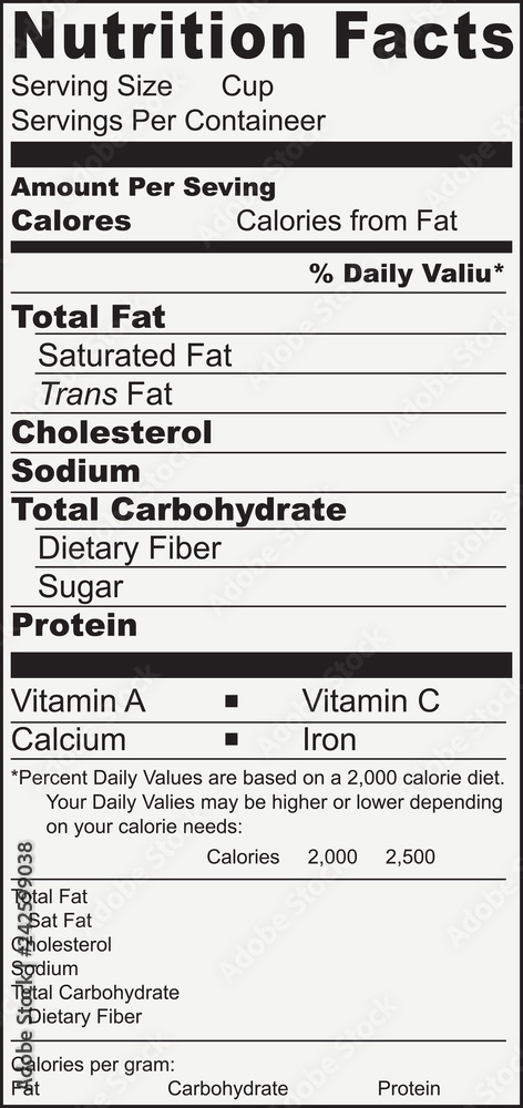 Label nutritional value Stock Vector | Adobe Stock