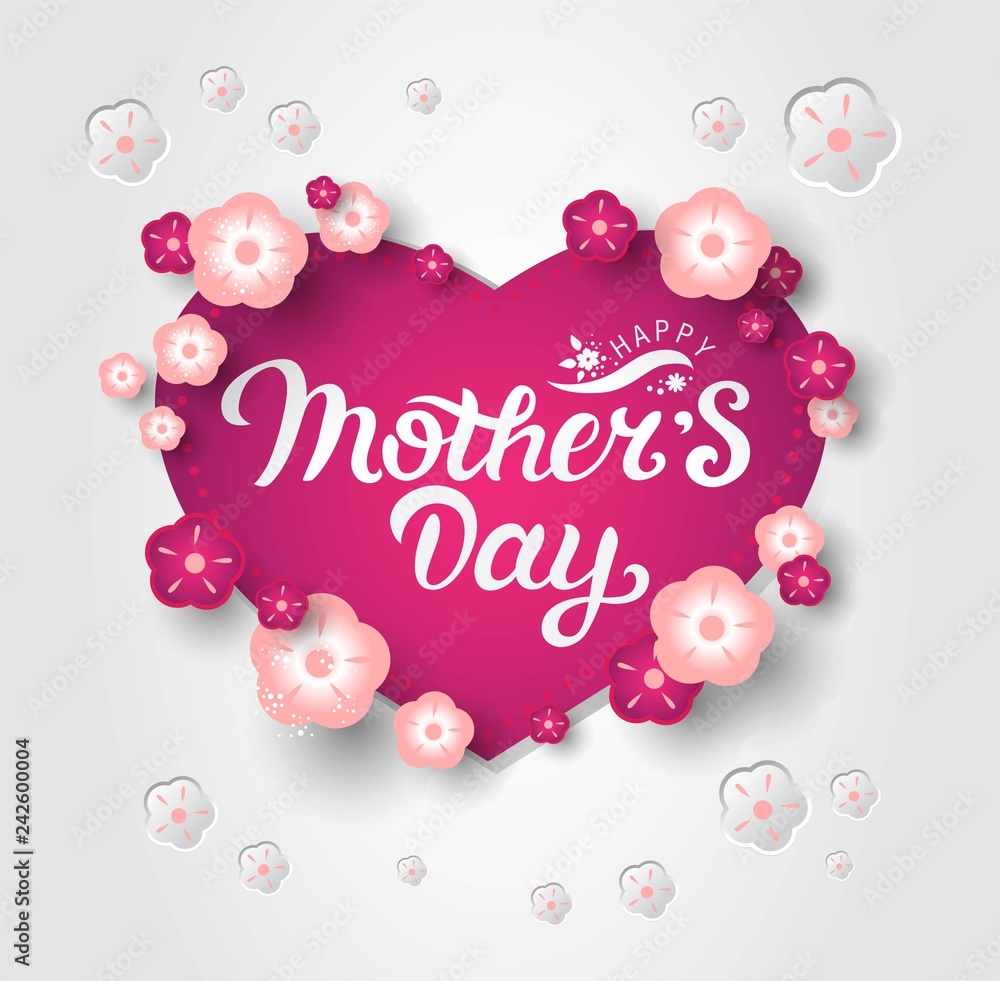 Happy Mothers Day, heart frame vector