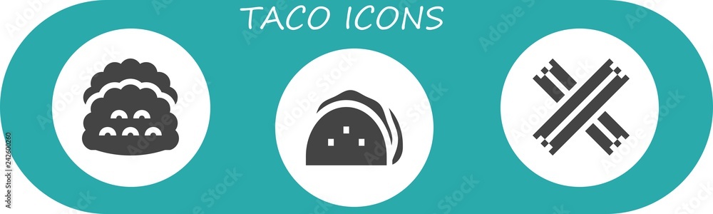 Fotografie Vector icons pack of 3 filled taco icons