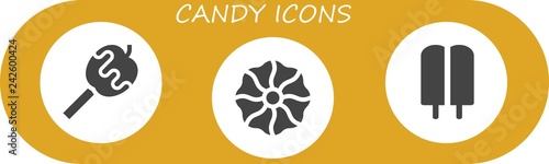 Vector icons pack of 3 filled candy icons