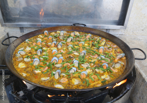 Spanish paella served in all inclusive resort