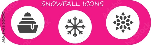 Vector icons pack of 3 filled snowfall icons