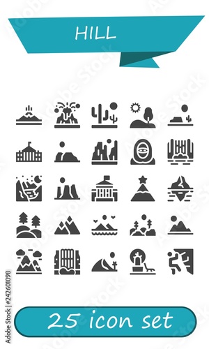 Vector icons pack of 25 filled hill icons
