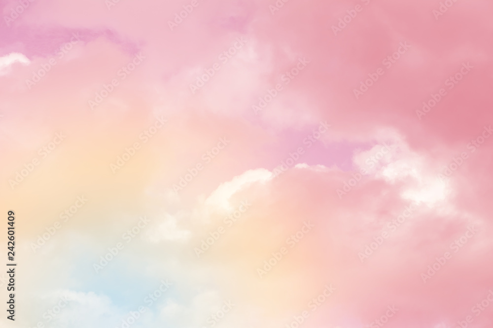 Sun and cloud background with a pastel colored 

