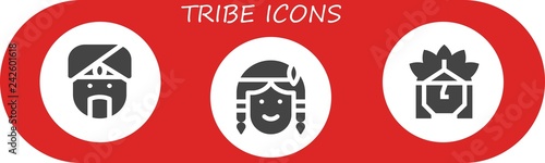 Vector icons pack of 3 filled tribe icons