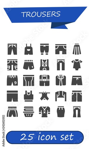 Vector icons pack of 25 filled trousers icons