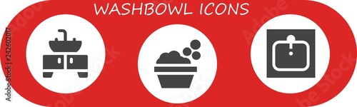 Vector icons pack of 3 filled washbowl icons