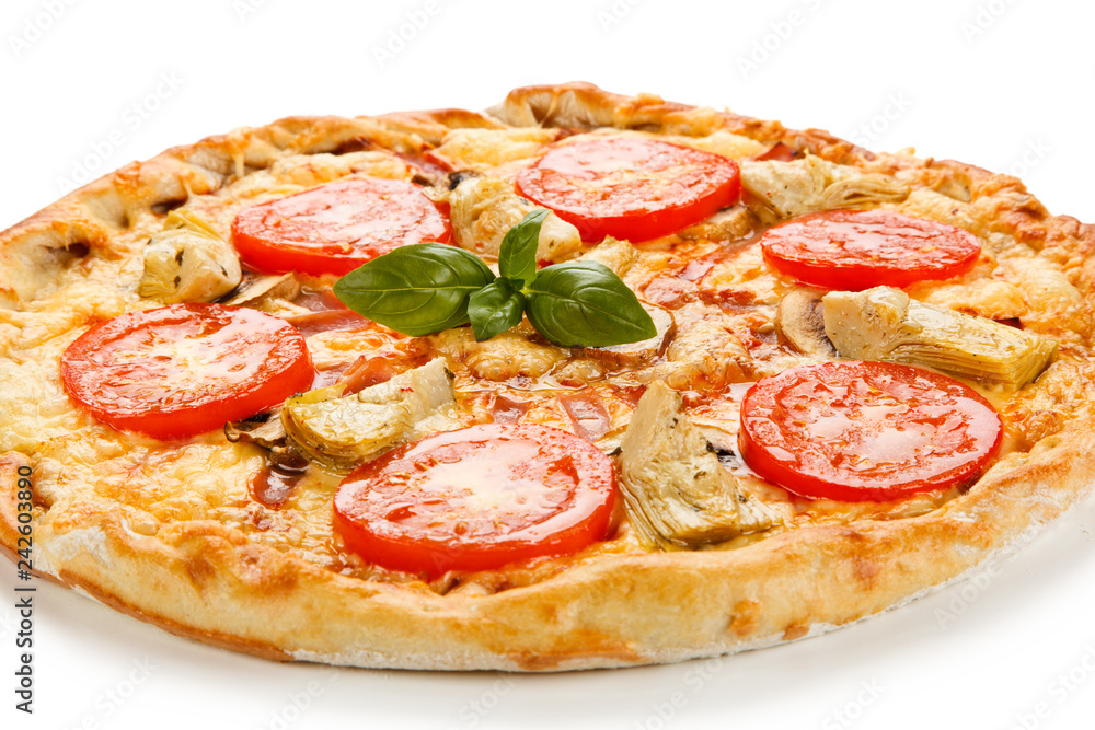 Pizza with mushrooms and artichokes Pizza with mushrooms and artichokes