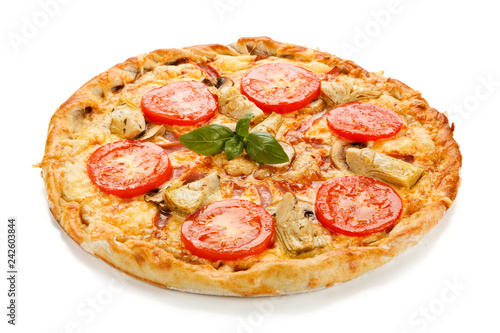 Pizza with champignon and artichokes