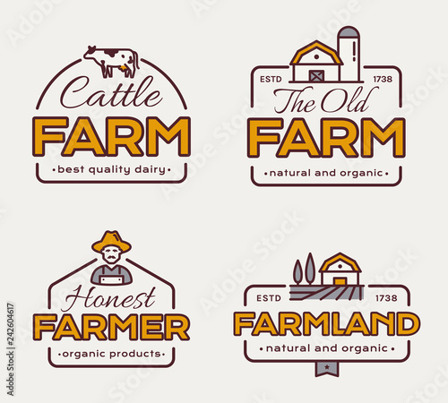Farm logo set. Vector labels.