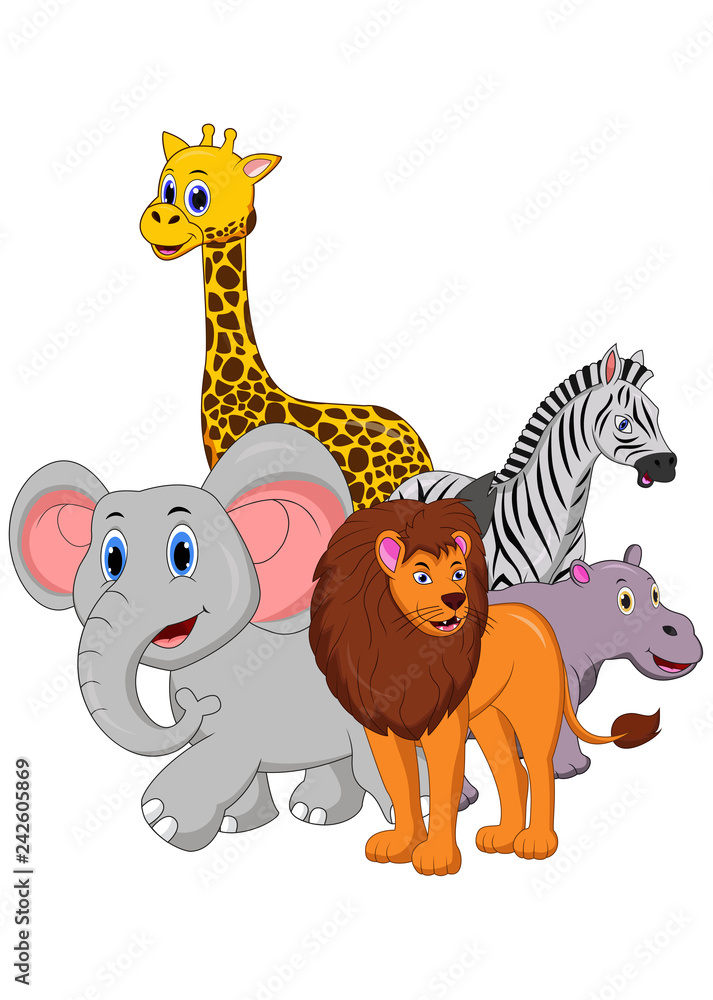 Safari animal cartoon isolated on white background Safari animal cartoon isolated on white background