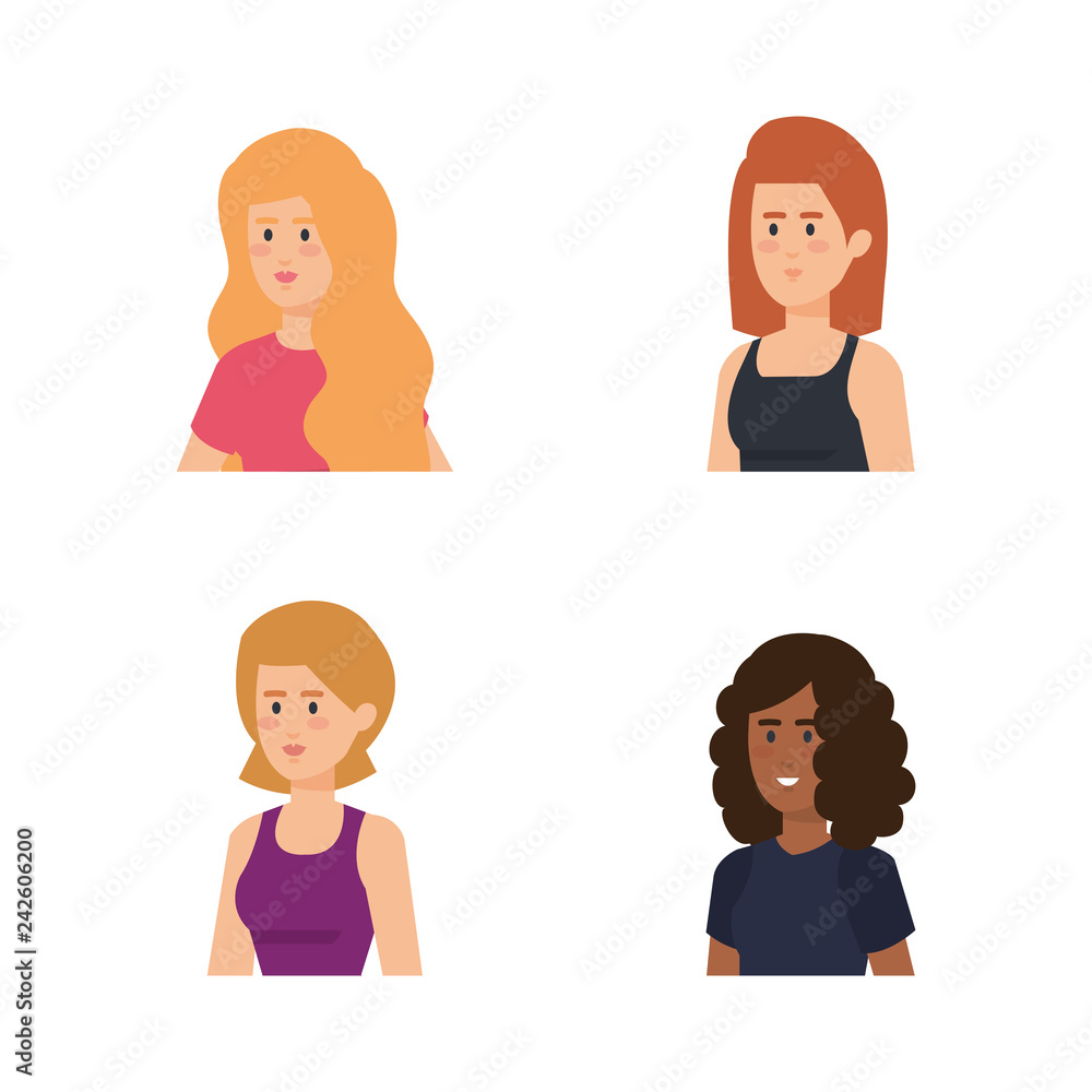 group of girls avatars characters group of girls avatars characters