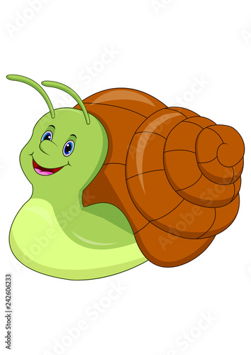 Cute cartoon snail isolated on white background