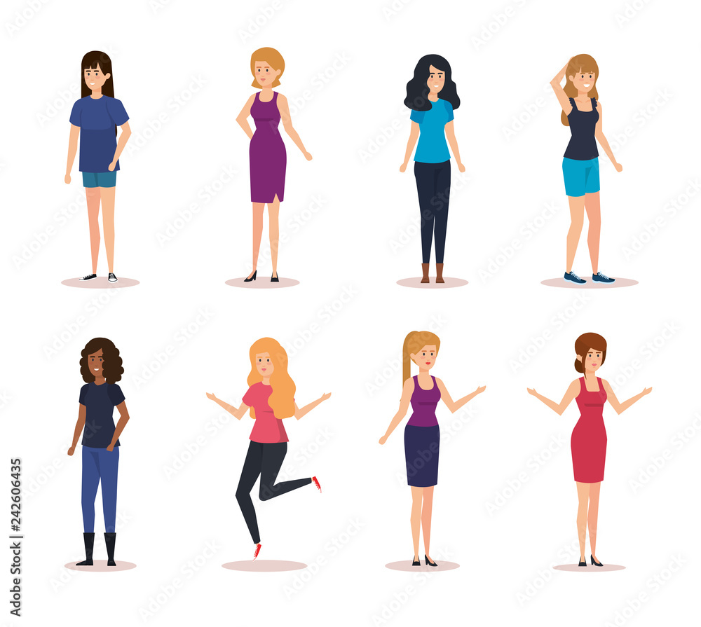 group of girls avatars characters group of girls avatars characters