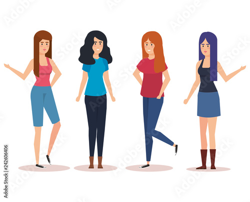 group of girls avatars characters © Gstudio