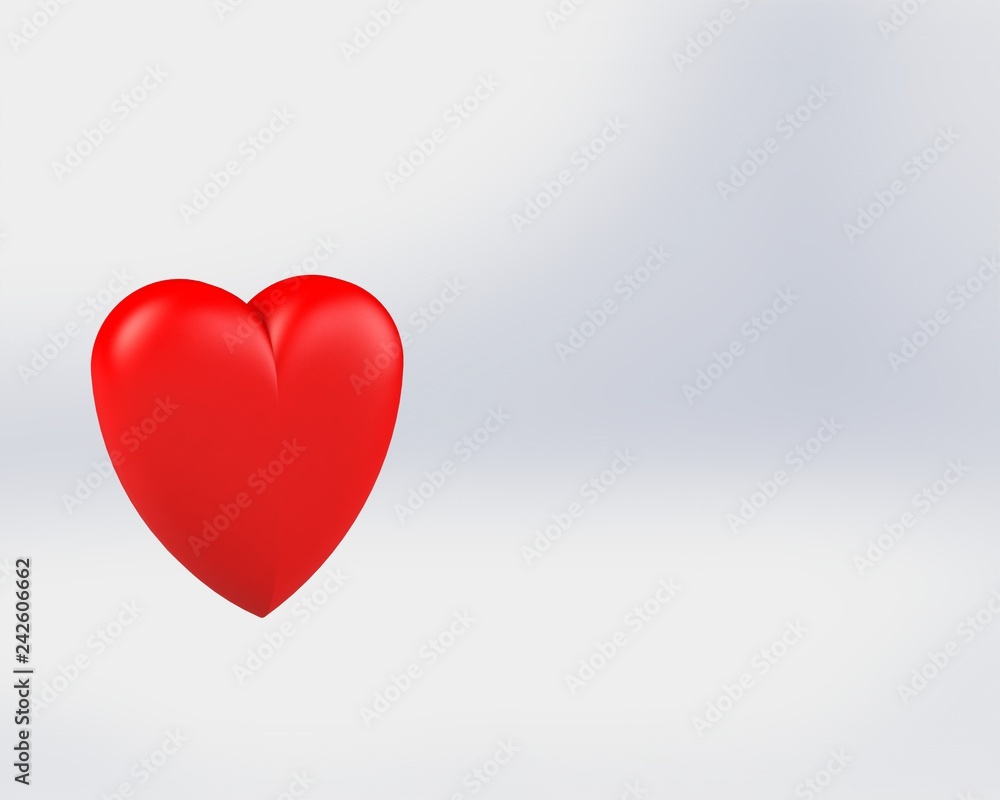 3d illustration of shiny red heart on a white background. 3d illustration of shiny red heart on a white background.