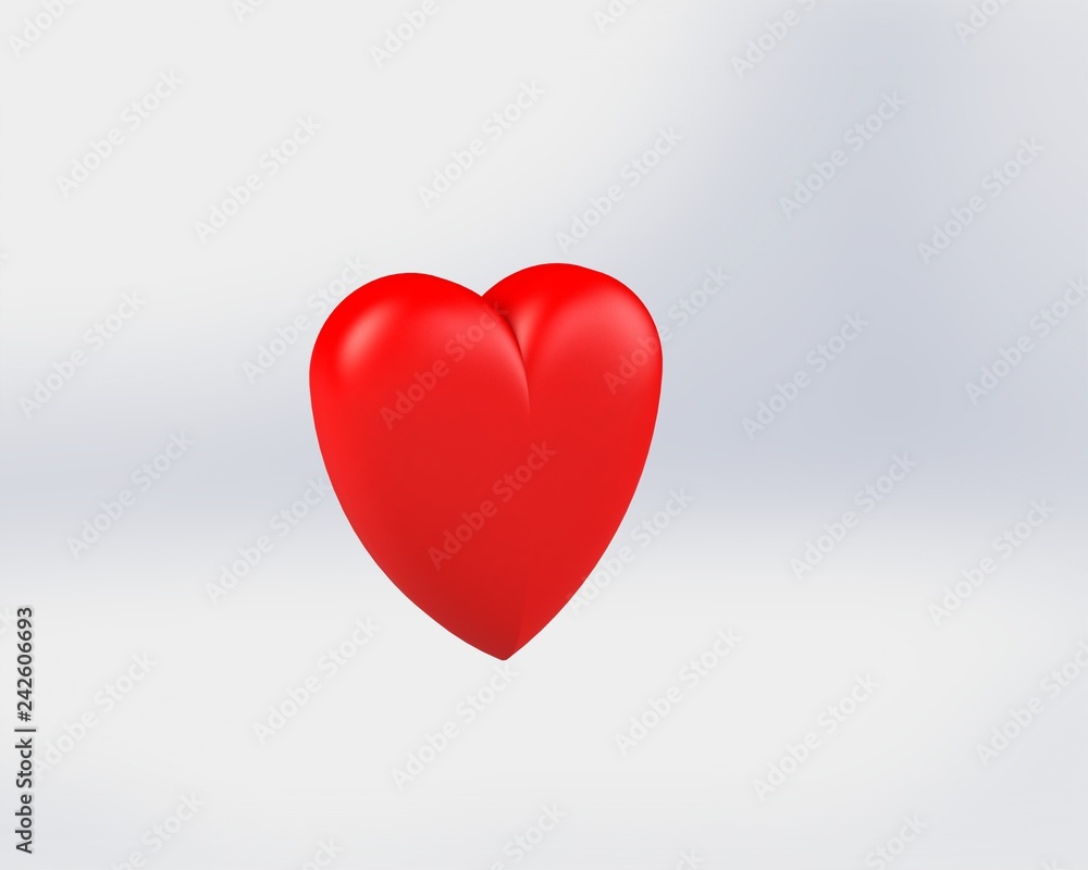 3d illustration of shiny red heart on a white background. 3d illustration of shiny red heart on a white background.